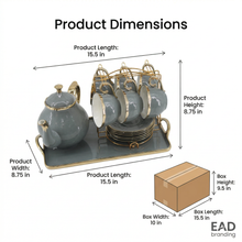 Elegant Tea Set - Complete 14-Piece Home Entertaining Set Gray & Gold