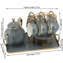 Elegant Tea Set - Complete 14-Piece Home Entertaining Set Gray & Gold