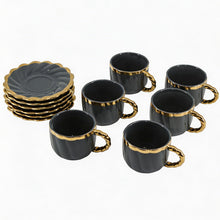 Luxury Gray Tea Cups with Gold Trim
