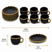 Luxury Gray Tea Cups with Gold Trim