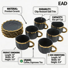 Luxury Gray Tea Cups with Gold Trim