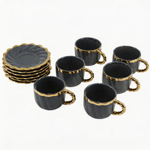 Luxury Gray Tea Cups with Gold Trim