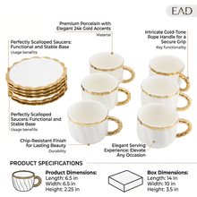 Luxury White Tea Cups with Gold Trim