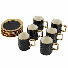 Designer Black Porcelain Cups with Matching Saucers
