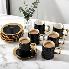 Designer Black Porcelain Cups with Matching Saucers