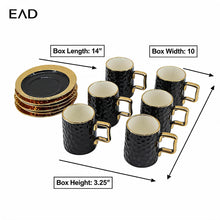Designer Black Porcelain Cups with Matching Saucers