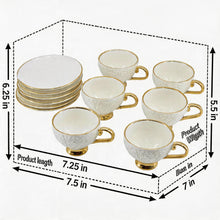 Decorative White Tea Cups and Matching Saucers