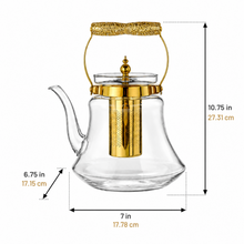 Heritage Handle Glass Coffee & Tea Pot with Premium Metal Strainer 1.4L