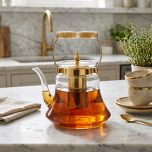 Heritage Handle Glass Coffee & Tea Pot with Premium Metal Strainer 1.6L