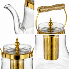 Heritage Handle Glass Coffee & Tea Pot with Premium Metal Strainer 1.6L