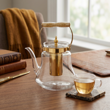 Heritage Handle Glass Coffee & Tea Pot with Premium Metal Strainer 1.6L