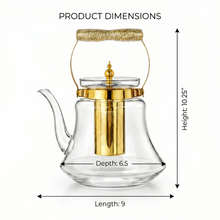 Heritage Handle Glass Coffee & Tea Pot with Premium Metal Strainer 1.6L
