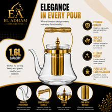 Heritage Handle Glass Coffee & Tea Pot with Premium Metal Strainer 1.6L