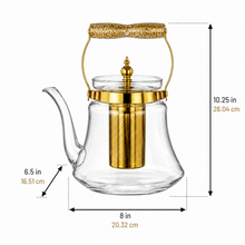 Heritage Handle Glass Coffee & Tea Pot with Premium Metal Strainer 1.6L