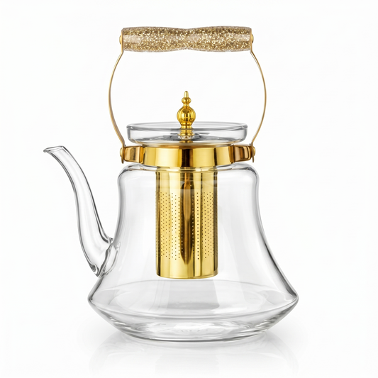 Heritage Handle Glass Coffee & Tea Pot with Premium Metal Strainer 1.6L