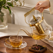 Heritage Handle Glass Coffee & Tea Pot with Premium Metal Strainer 1.8L