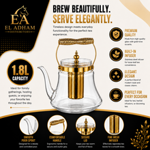 Heritage Handle Glass Coffee & Tea Pot with Premium Metal Strainer 1.8L