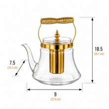 Heritage Handle Glass Coffee & Tea Pot with Premium Metal Strainer 1.8L