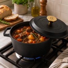 Enameled Round Cast Iron Roaster Casserole Pan - 4L - 9.5"