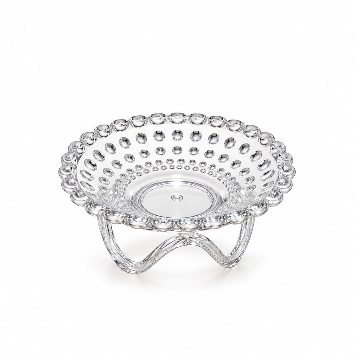 Clear Pedestal Serving Bowl with Bubble Design – Decorative Raised Fruit, Candy & Dessert Bowl, Medium