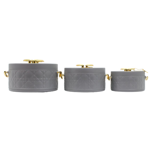 Modern Stylish Light Gray & Gold Insulated Casserole Bowls - 3 PCS (1.0L / 2.5L / 4.0L)