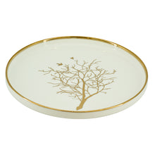 Contemporary White Dinnerware Collection with Tree Design - 24 Piece