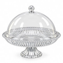 Luxury Clear Pedestal Serving Stand with Dome Cover – Large Fluted Cake, Pastry & Dessert Display