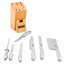 Alina Stainless Steel Knife Set with Wooden Block & Integrated Kitchen Shears