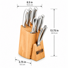 Alina Stainless Steel Knife Set with Wooden Block & Integrated Kitchen Shears