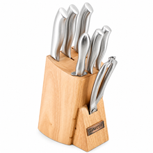Alina Stainless Steel Knife Set with Wooden Block & Integrated Kitchen Shears