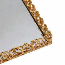ZEYVE Luxury Gold Mirrored Serving Stand with Ornate Branch Handle
