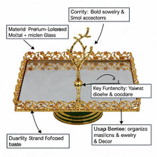 ZEYVE Luxury Gold Mirrored Serving Stand with Ornate Branch Handle