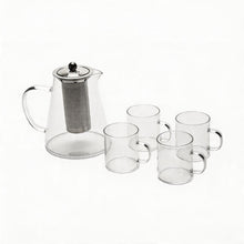Modern Glass Tea Server Set with Cups