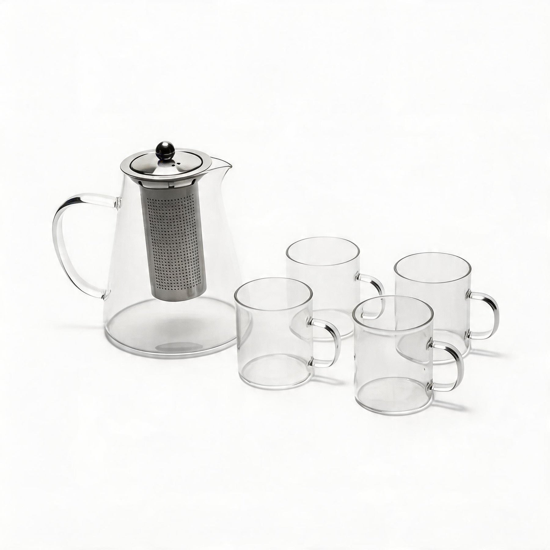 Modern Glass Tea Server Set with Cups