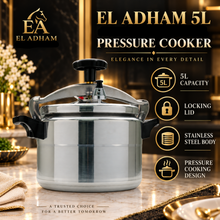 El Adham 5L Heavy Duty Aluminum Pressure Cooker with Locking Lid - Silver