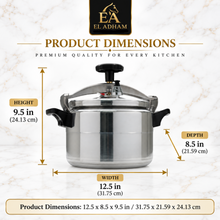 El Adham 5L Heavy Duty Aluminum Pressure Cooker with Locking Lid - Silver
