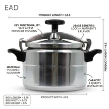 Heavy-Duty Aluminum Pressure Cooker with Safety Lock Lid - 5L