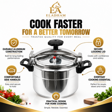 Heavy-Duty 7L Aluminum Pressure Cooker with Safety Lock Lid & Dual Handles