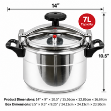Heavy-Duty 7L Aluminum Pressure Cooker with Safety Lock Lid & Dual Handles