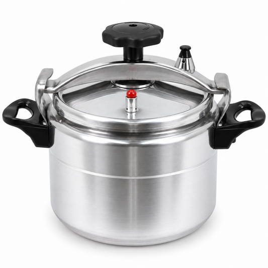 Heavy-Duty Aluminum Pressure Cooker with Safety Lock Lid & Dual Handles - 9L