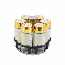 Premium 6 Piece Glass Spice Jars with Turntable Stand