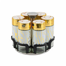 Premium 6 Piece Glass Spice Jars with Turntable Stand