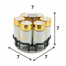 Premium 6 Piece Glass Spice Jars with Turntable Stand