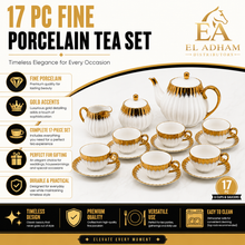 White & Gold Drip Design Coffee Cup Collection - 17 PCS Fine Porcelain