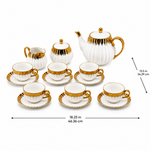 White & Gold Drip Design Coffee Cup Collection - 17 PCS Fine Porcelain