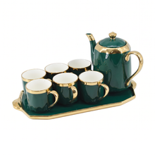 Luxury Emerald & Gold Coffee Serving Set with Tray