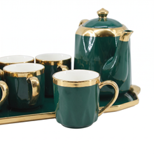 Luxury Emerald & Gold Coffee Serving Set with Tray