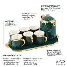 Luxury Emerald & Gold Coffee Serving Set with Tray