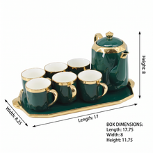 Luxury Emerald & Gold Coffee Serving Set with Tray