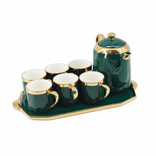 Luxury Emerald & Gold Coffee Serving Set with Tray